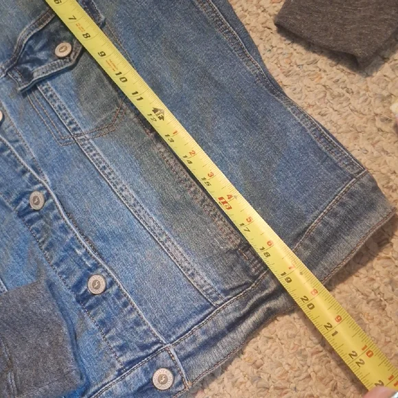 Hollister Kids Blue Denim Jacket with Gray Sleeves - Picture 4 of 5